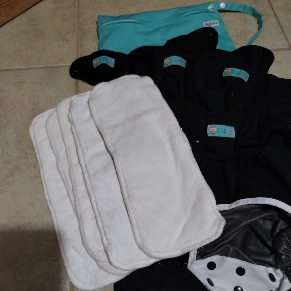 Alva cloth diaper covers, inserts and wetbag